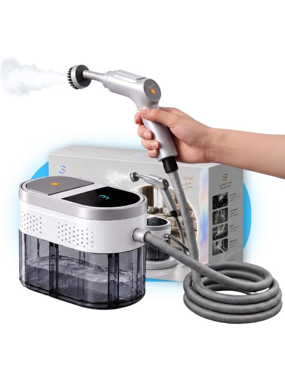 Portable Handheld Steam Cleaner, Ultra-Fast Heat-Up to 230°F, Home Cleaning Tool